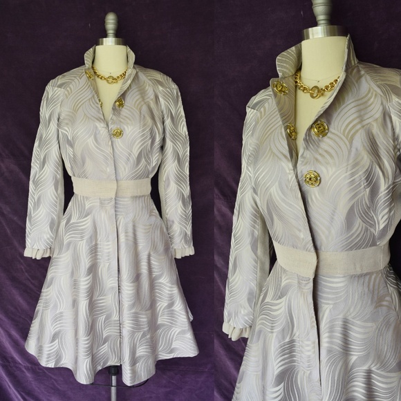 Shanghai Tang Dresses & Skirts - SHAGHAI TANG silk brocade silver shirtwaist dress